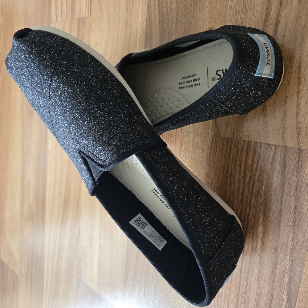 TOMS SZ 6.5 Women's Black Glitter Shoes
